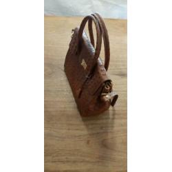 Vintage schoudertas handtas krokodil print leder