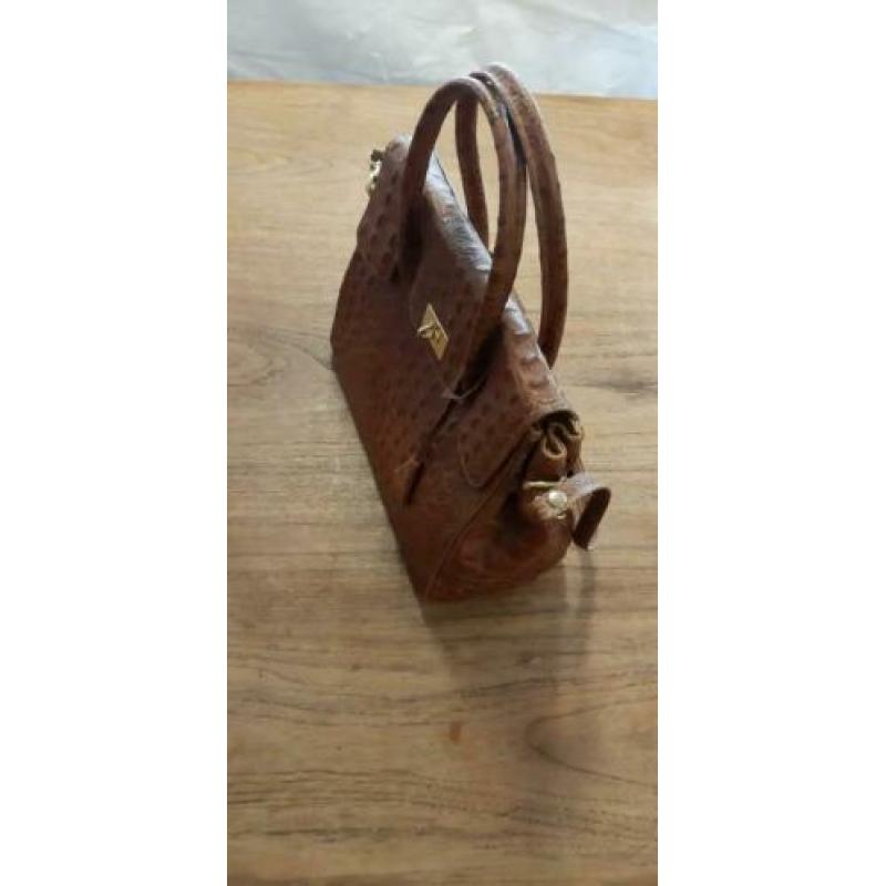 Vintage schoudertas handtas krokodil print leder