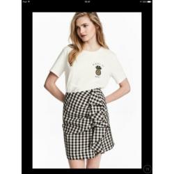 H&M zwart wit geblokt rokje met volant NIEUW maat 38