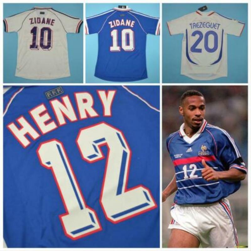 Franrkijk Retro Voetbalshirts 1998 & 2006, Henry, Zidane