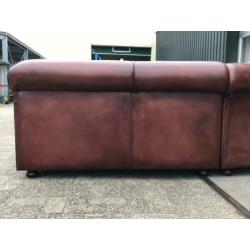 Nieuwe Chesterfield hoekbank in rundleer kleur cognac