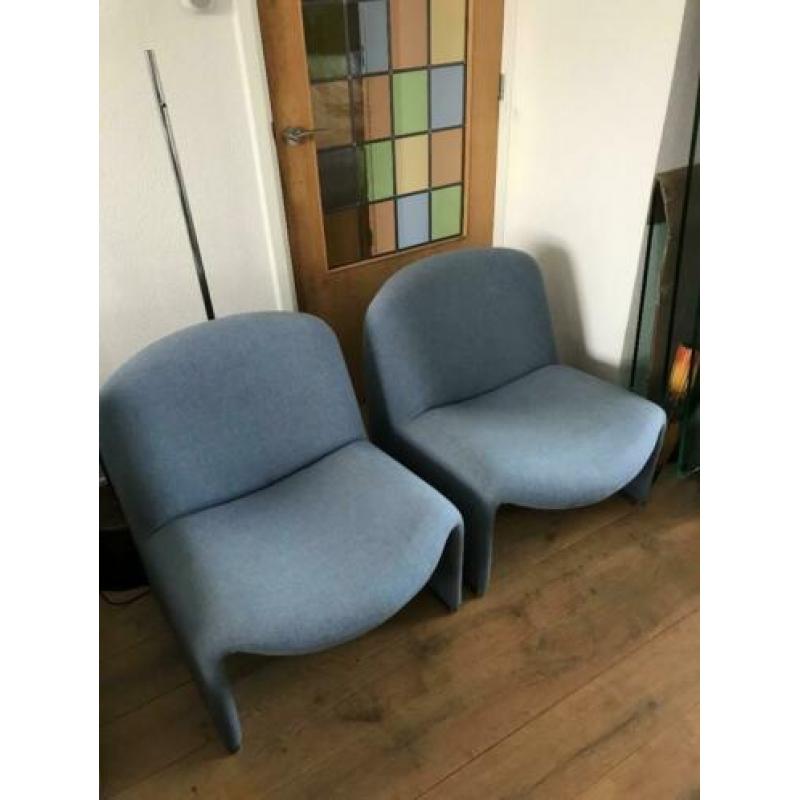 Set 2 Artifort Castelli Alky fauteuil stoel grijs blauw