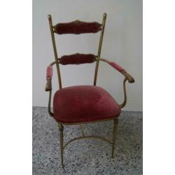 Chiavari messing stoel met armleuningen Hollywood Regency