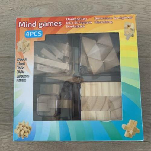 4 x houten 3D-puzzel blokken