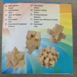 4 x houten 3D-puzzel blokken
