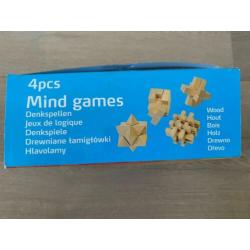 4 x houten 3D-puzzel blokken