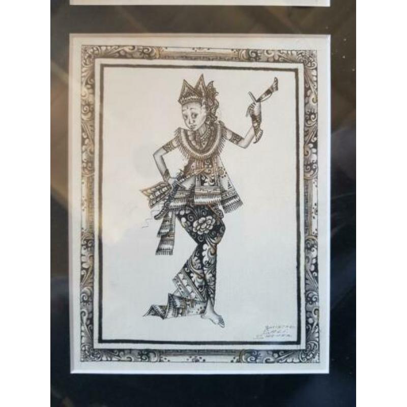 Indonesisch Balinese Bali vrouwfiguren bedrukt op zijde