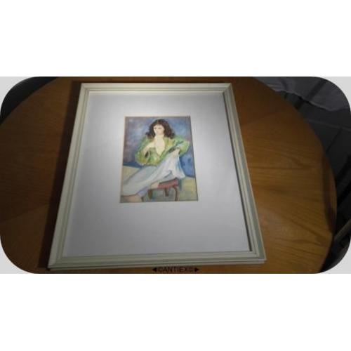 1317 - aquarel vrouw op stoel - Henk Bloemer - € 10