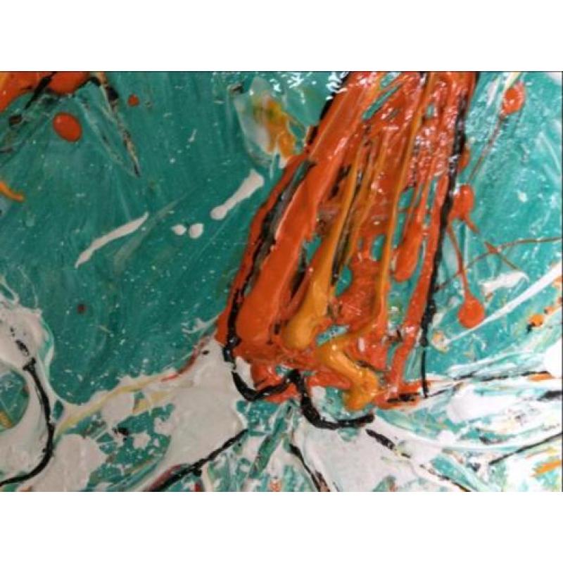 Abstract kleurrijk groot schilderij