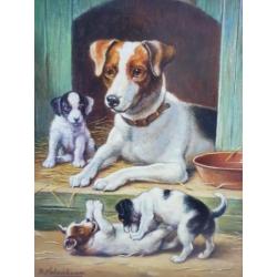 Bert Notenboom (1942 -2011) - Moeder met haar puppy's