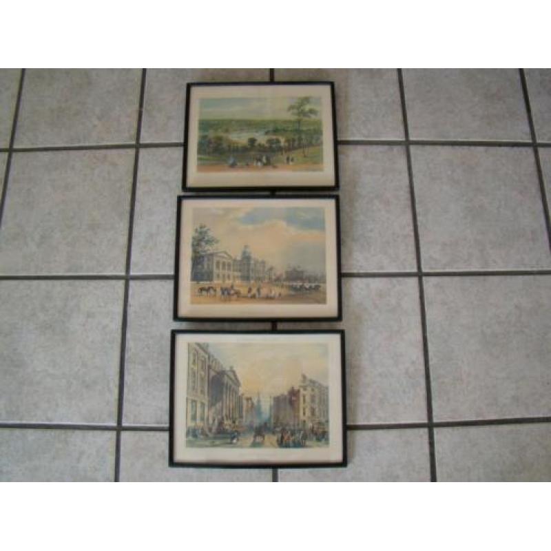 3 oude engelse landschap reproducties