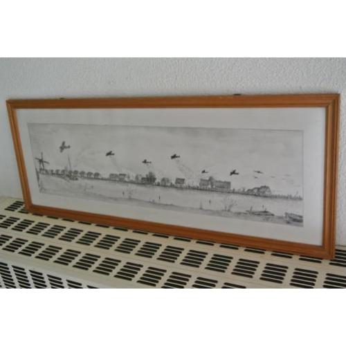 Tekening Voedseldropping boven de Rotte 1945 R'dam