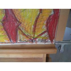 Hubert Bekman De 4 gestalten een "Tekening" in rood en geel