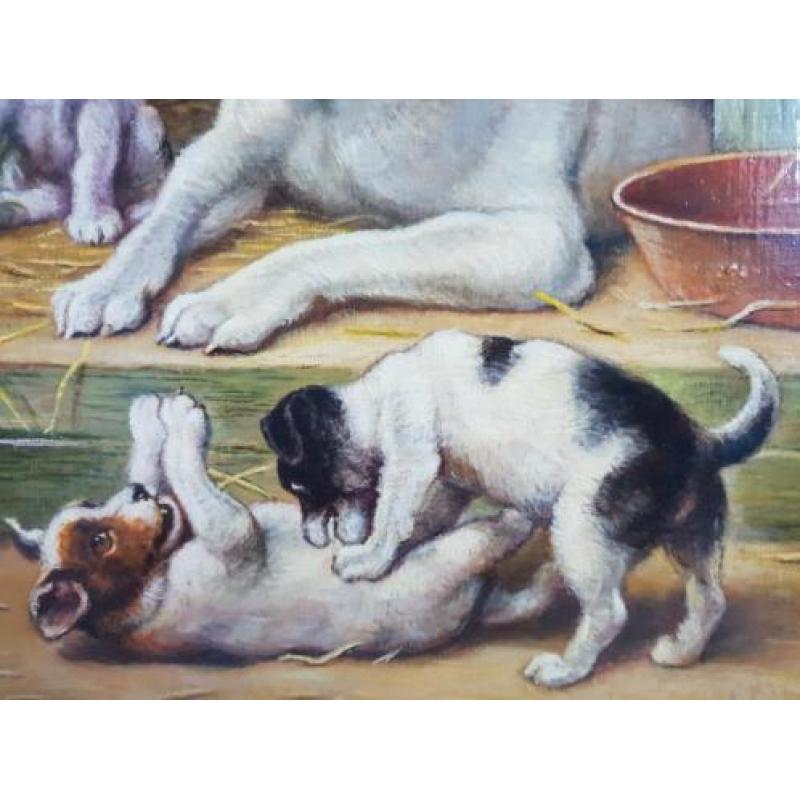 Bert Notenboom (1942 -2011) - Moeder met haar puppy's