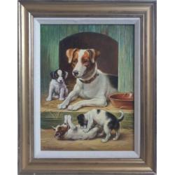 Bert Notenboom (1942 -2011) - Moeder met haar puppy's