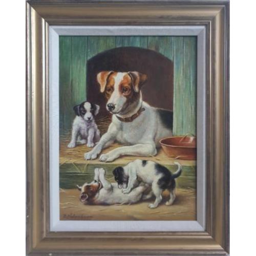 Bert Notenboom (1942 -2011) - Moeder met haar puppy's