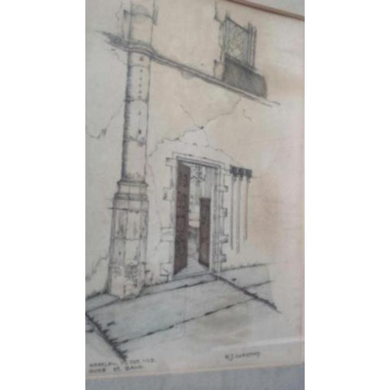 bijzondere tekening K.J. Aanstoot Bavo Haarlem 1943.