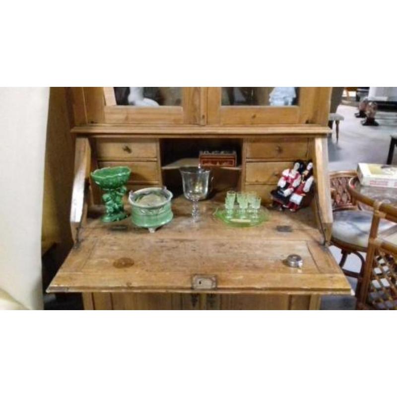 Oud grenen klep secretaire