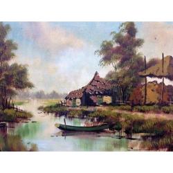 OUD!!! A. Boers (1867-1947) Typisch Hollands landschap