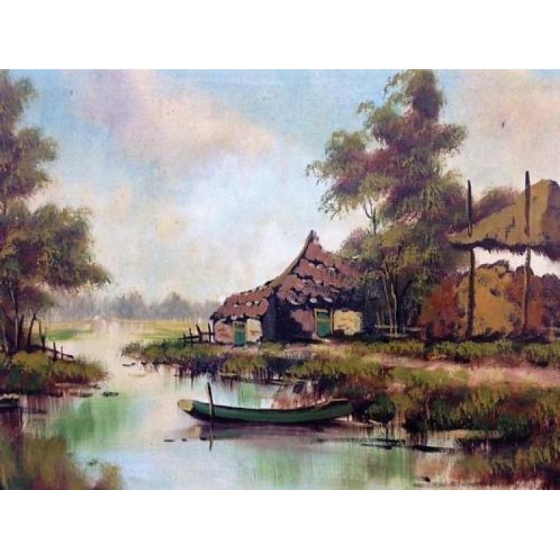 OUD!!! A. Boers (1867-1947) Typisch Hollands landschap