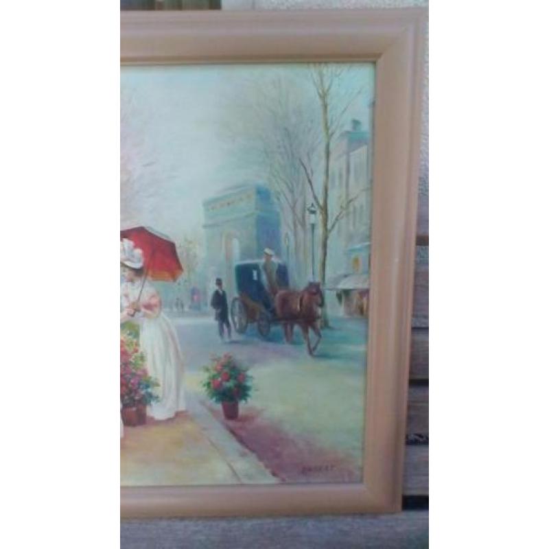 Schilderij bloemenstal parijs .