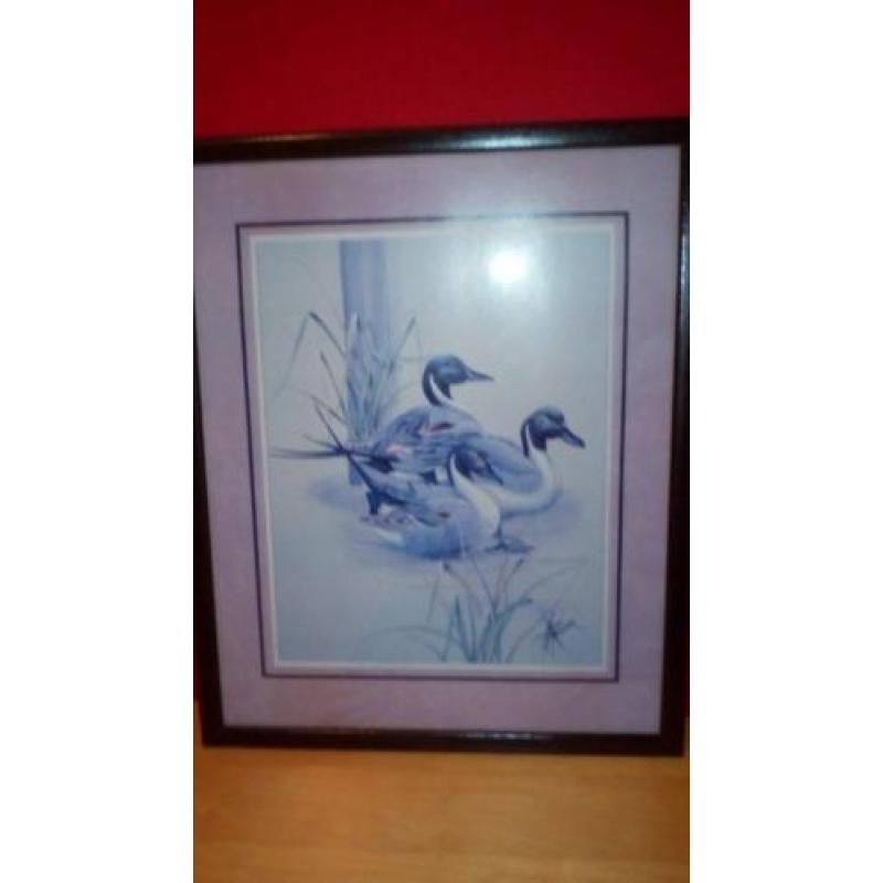 2x schilderij met eenden