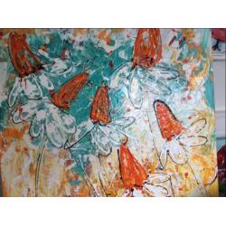 Abstract kleurrijk groot schilderij