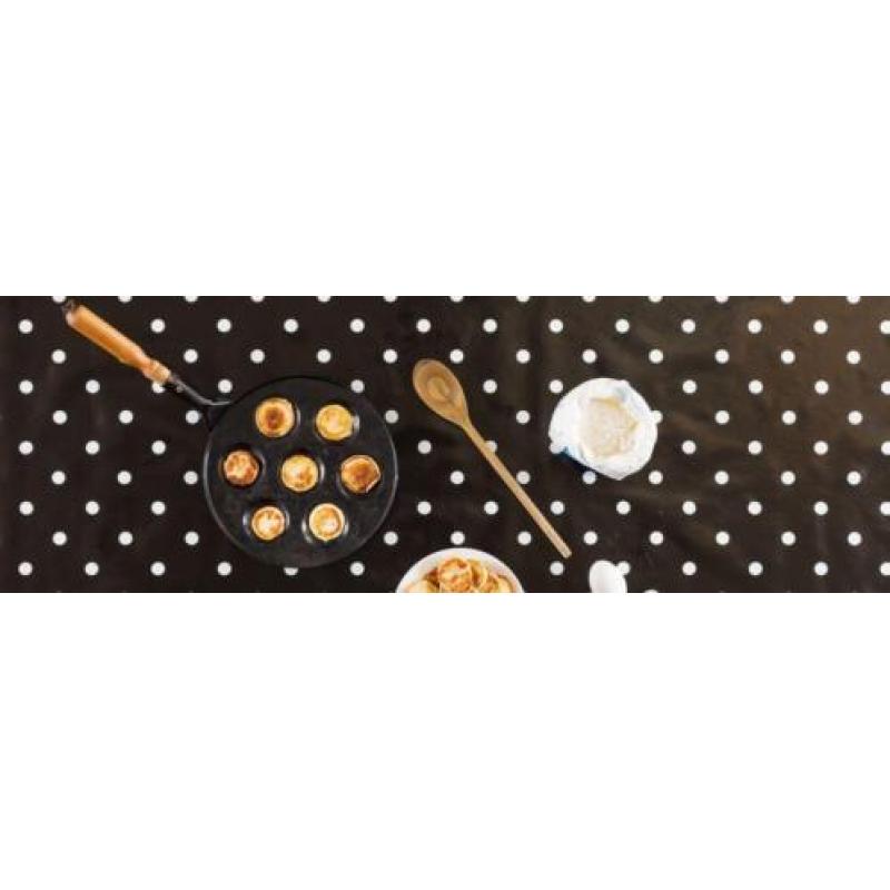 Tafelzeil Grote Stip - 140 x 300 cm - Zwart/Wit