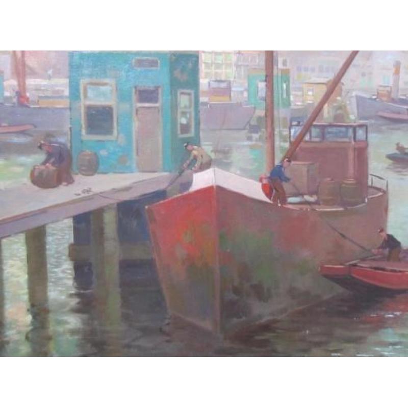 doek 80 x 100 cm=stadsgezicht A"DAM=Jan Knikker jr 1911-1990