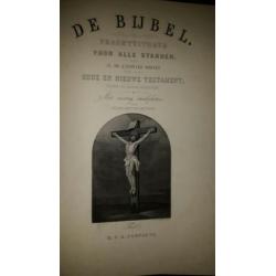 Antieke Statenbijbel Campagne Tiel 40 gravures 1860
