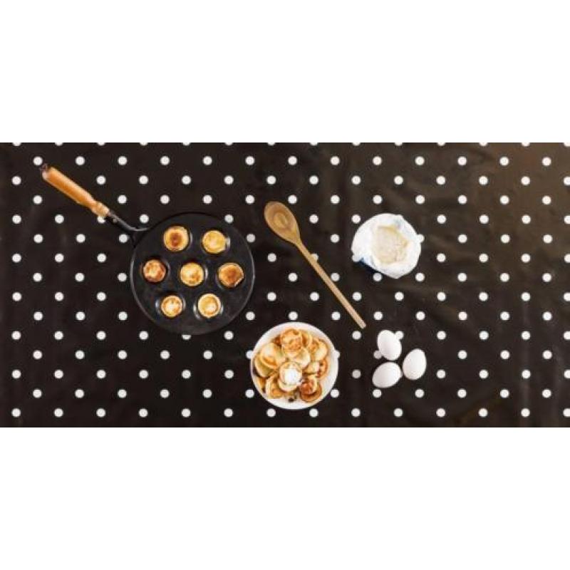 Tafelzeil Grote Stip - 140 x 300 cm - Zwart/Wit