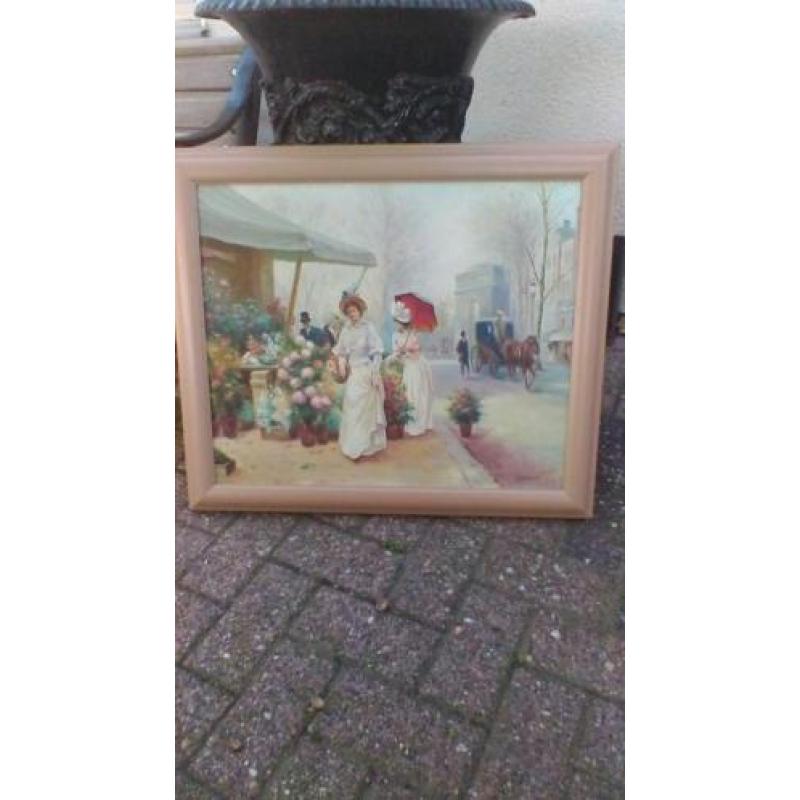 Schilderij bloemenstal parijs .
