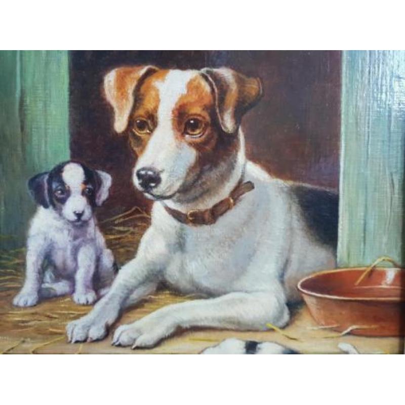 Bert Notenboom (1942 -2011) - Moeder met haar puppy's