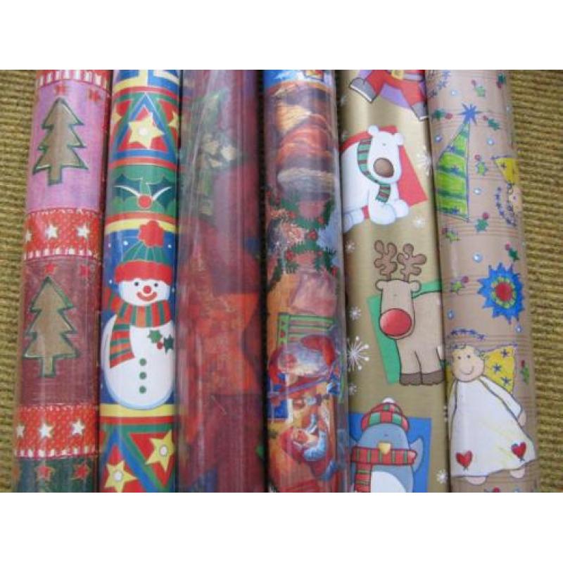 6 rollen Kerst inpakpapier, cadeaupapier, pakpapier, papier