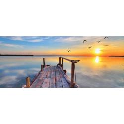 Aanlegsteiger avondzon fotobehang