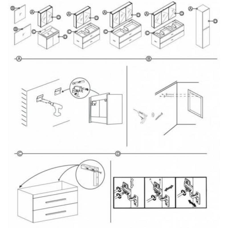 Badmeubelset Differnz The Collection 80x43x61 cm Zwart/Wi...