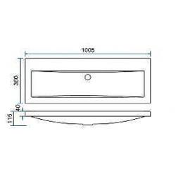 Wiesbaden wastafel 100cmx36cm zonder kraangat wit