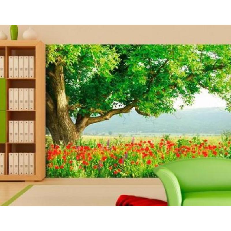 Fotobehang brug orchidee japans boom amerikaans steen