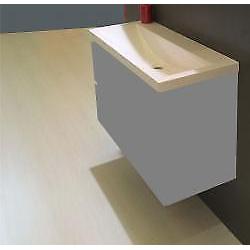 Wiesbaden wastafel 100cmx36cm zonder kraangat wit